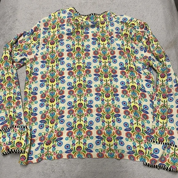 Natural Life Shirt Large Floral Colorful Whimsical Rayon Boho Beach - Picture 3 of 7